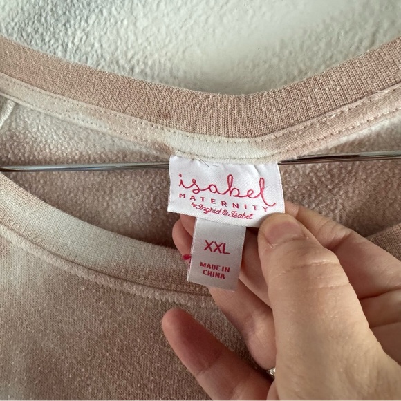 Tie Dye Maternity Pull Over Crewneck Size XXL Pale Pink / White Pregnancy Casual - Picture 7 of 11